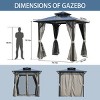 Outdoor 8×8 FT Grill Gazebo, Hardtop Gazebo with Storage Hooks, BBQ Gazebo with Steel Frame and Polycarbonate Roof-Coolbibila - 3 of 4