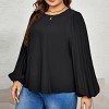 Women's Plus Size Pleated Lantern Sleeve Blouse - Cupshe - 2 of 4