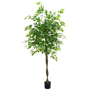 5/6 feet artificial banyan tree, lifelike shape, maintenance-free, safe and anti-dumping, suitable for living room and office decoration - 1 of 4