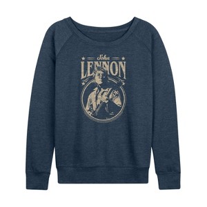 Women's - John Lennon - Vintage Guitar Lightweight French Terry Wide Neck Long Sleeve Shirt - 1 of 4