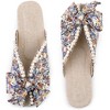 Perphy Women's Peep Toe Pearl Decor Slip-on Flat Slides Mules - 2 of 4