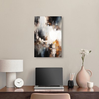Abstract Waterfall Brown and White Canvas Wall Art, 24" x 16"