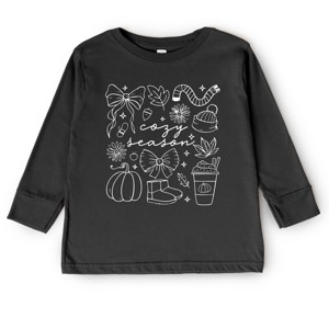 Cozy Season Coquette Icons - Toddler Long Sleeve Graphic Tee and Youth Long Sleeve Graphic T-Shirt - 1 of 3