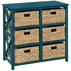 eHemco 3 Tier X-Side Storage Drawers with 6 Water Hyacinth Natural Wicker Baskets - 1 of 4