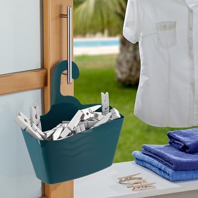 Tahitian Blue Plastic Over-the-Door Shower Caddy Basket