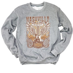 Simply Sage Market Women's Graphic Sweatshirt Nashville Guitar Wings - 1 of 2