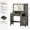 Fredees Makeup Vanity Desk: Mirror, Light, Farmhouse Style, 2 Drawers, Charging Station, 3 Color Lighting Modes, for Girls - 2 of 4