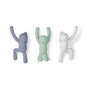 Umbra Buddy Wall Hooks – Decorative Wall Mounted Coat Hooks for Hanging Coats, Scarves, Bags, Purses, Backpacks Set of 3, Light Multicolored - 1 of 4