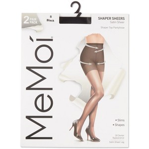 Memoi 2 Pair Women's Satin Sheer Shaper Top Pantyhose - 1 of 4