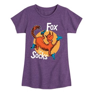 Girls' - Dr. Seuss - Fox In Socks Jumping Fitted Short Sleeve Graphic T-Shirt - 1 of 4