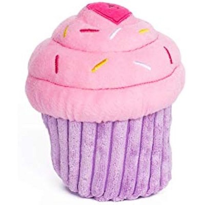 ZippyPaws Birthday Cupcake- Dog Squeaky Toys to Keep Them Busy, Funny Food Plush, Cute Stuffed Puppy Toy, Soft & Cuddly- Pink