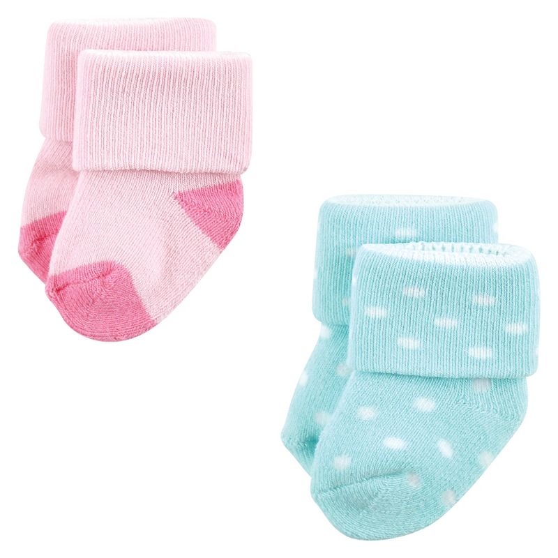Luvable Friends Baby Girl Newborn and Baby Terry Socks, Mint Pink Mary Janes 12-Pack, 6 of 10