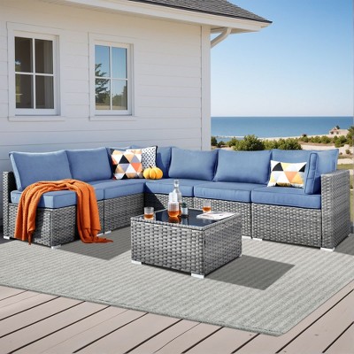 XIZZI Modular Outdoor Patio Furniture Set w/ Optional Coffee Table, Swivel Chair & Firepit - All-Weather, Waterproof & UV-Resistant