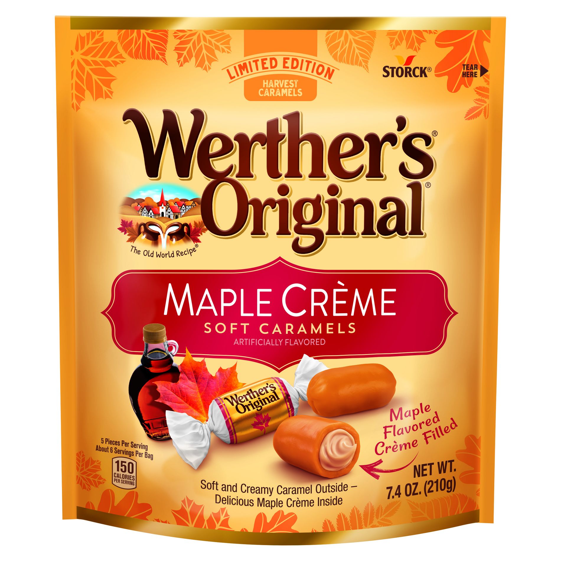 Werther's Halloween Fall Harvest Original Soft Maple Creme Caramels Candy Bag - 7.4oz