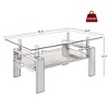 Rectangle Coffee Table, Tempered Glass Tabletop with MDF Layer, Black Iron Leg Modern Table, for Living Room - 2 of 4
