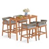 Costway 5 PCS Patio Counter Height Bar Set with 4 Cushioned Barstools Curved Rattan Back - 2 of 4