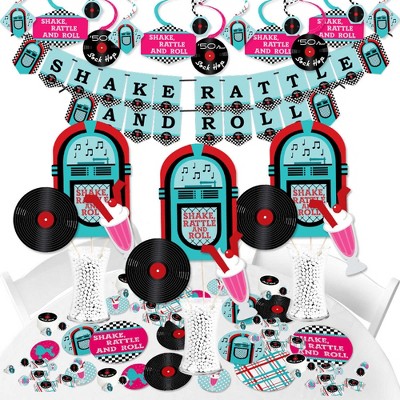  Big Dot of Happiness 50's Sock Hop - 1950s Rock N Roll Party Supplies - Banner Decoration Kit - Fundle Bundle 