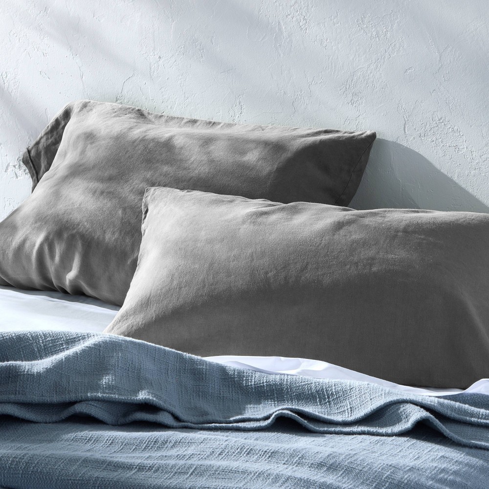 Photos - Pillowcase King 100 Linen  Dark Gray - Casaluna™
