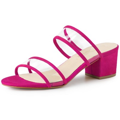 Allegra K Women's Clear Strap Block Heel Slide Sandals