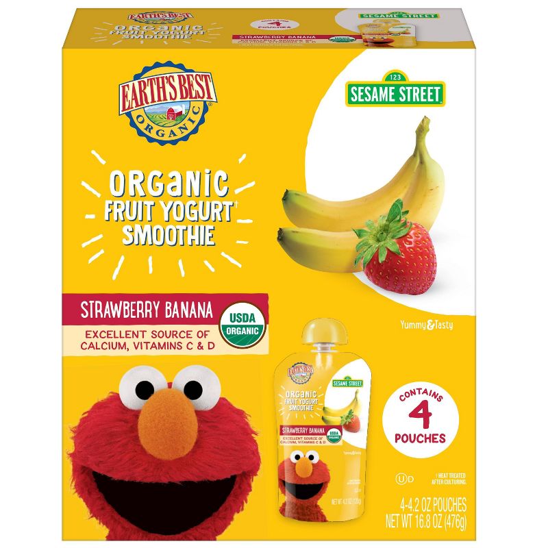 Earth's Best Organic Strawberry Banana Fruit Yogurt Smoothie - (Select Count), 1 of 8