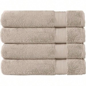 4 - Piece Bath Towel Set, 100 Cotton, Quick - Drying, Absorbent Comfortable for Spa Hotel, 30x54 Beige - 1 of 4