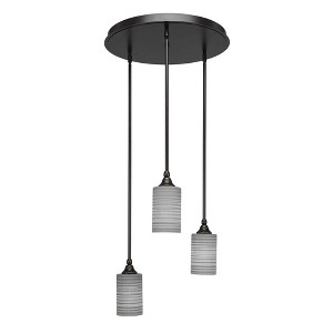 Toltec Lighting Empire 3 - Light Pendant in  Dark Granite with 4" Gray Matrix Shade - 1 of 1