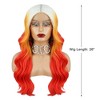 Unique Bargains Women's Long Body Wave Lace Front Wigs with Wig Cap 26" Blonde Gradient Orange 1PC - 2 of 4