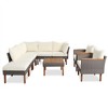SKRAN 9-Piece Patio Rattan Furniture Set With Acacia Wood Legs and Tabletop, PE Rattan Sectional Sofa Set with Coffee Table, Washable Cushion - 4 of 4