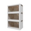 FONTOI 3-Tier Foldable Storage Box with Clear Doors&Wheels, Stackable Storage Container for Bedrooms Living Rooms Office, Beige, 12.99"*35.43"*21.65" - 2 of 4