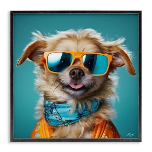 Stupell Industries Hipster Dog Portrait Framed Giclee Art, Black, 17" x 17" - 1 of 4