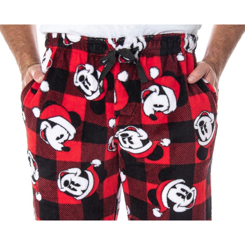 Disney Mickey Mouse Mens Plaid Minky Plush Fleece Pajama Pants, 4 of 6