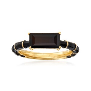 Ross-Simons Black Onyx and Black Enamel Ring in 18kt Gold Over Sterling - 1 of 4