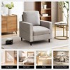 Aukfa Mid-Century Modern Linen Armchair w/ Double Side Pockets - Comfortable Padded Reading Accent Chair for Living Room, Bedroom & Office - 4 of 4