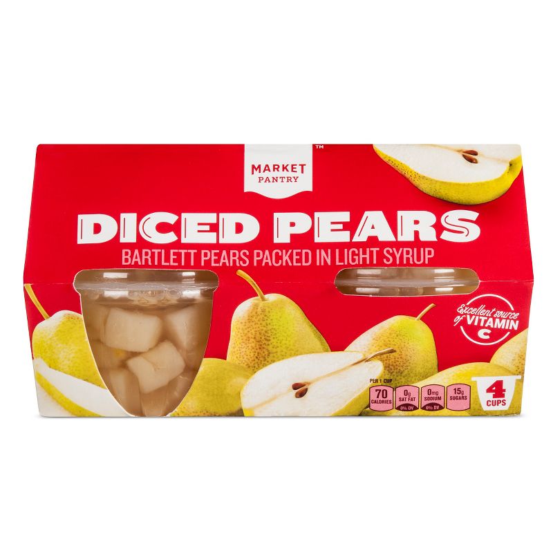 Diced Pears In Light Syrup Fruit Cups 4ct - 4oz - Market Pantry&#8482;, 1 of 2
