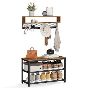 VASAGLE Coat Rack Shoe Bench Set - Multifunctional Hall Tree with Bench - 1 of 4