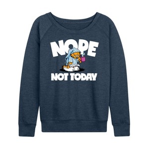 Women's - Garfield - Nope Not Today Lightweight French Terry Wide Neck Long Sleeve Shirt - 1 of 4