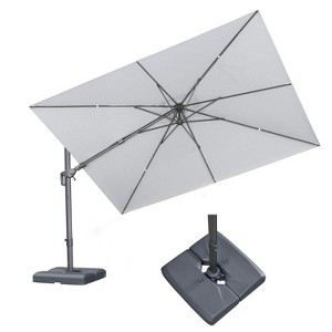 PURPLE LEAF Cantilever Patio Umbrella Outdoor Offset Umbrella with 3 Years Fade Resistance Recycled Fabric With Base - 1 of 4
