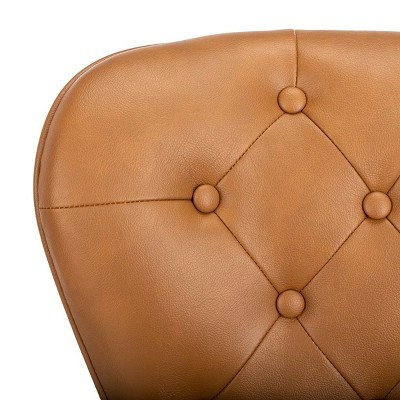 Transitional Camel Leather Swivel Counter Stool, 17"W