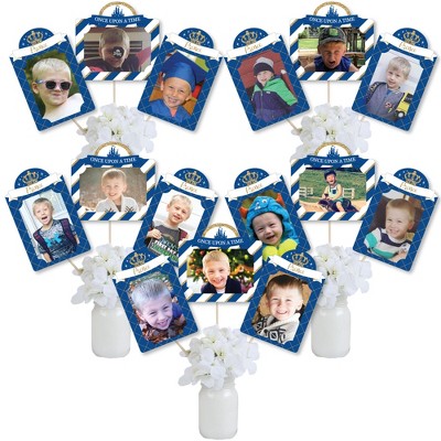 Big Dot of Happiness Royal Prince Charming - Baby Shower or Birthday Party Picture Centerpiece Sticks - Photo Table Toppers - 15 Pieces