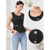 INSPIRE CHIC Women's Business Casual Square Neck Sleeveless Button Down Ruffle Hem With Belt Top - 2 of 4