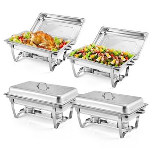 2 Pack/4 Pack Chafing Dish Buffet Set, 8QT Stainless Steel Rectangular Chafers for Catering, with  Pan, Lid, Foldable Frame - 1 of 4
