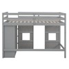 PAGED Twin Size Loft Bed Modern Wooden Bed Frame with Wardrobe, 2 Windows and Ladder and Guardrail for Bedroom - 3 of 4