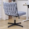 MaseiKar Criss Cross Chair No Wheel Wide Cross Legged Office Desk Vanity Chair Comfy Fabric Armless Adjustable Swivel for Home Computer Task - 3 of 4