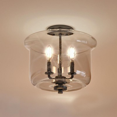 Urban Ambiance Luxury French Rustic Ceiling Light,  11.875"H x 13.75"W,  Midnight Black Finish, UHP3731
