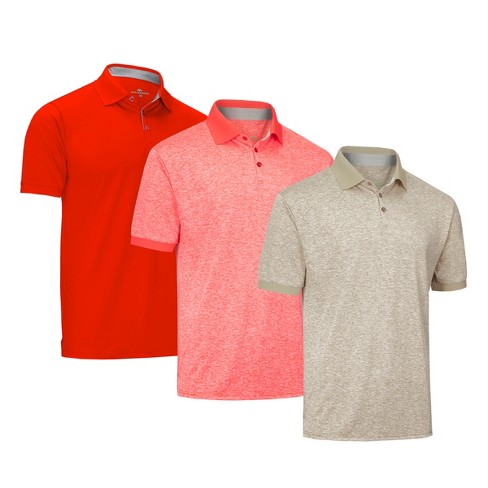 Mio Marino - Designer Golf Polo Shirt - 3 Pack - Khaki,salmon Red,red ...