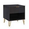 ORRD 20" Nightstand, Fluted Bedside Table with 1 Drawer & Open Shelf for Bedroom, Modern Farmhouse End Table in Black - 3 of 4
