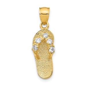 Black Bow Jewelry 14k Yellow Gold April Cubic Zirconia Birthstone Flip Flop Pendant - 1 of 4
