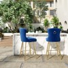 APRILSOUL26.00"Bar Stools Set of 2, Velvet Counter Height Bar Stools with Metal Legs, Button Tufted and Nailheads Trim - 2 of 4