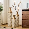 ORRD Set of 3 White and Gold Floor Vases, Modern Fan Pattern Metal Home Decor - Tall Vases for Living Room, Wedding & Holiday Decor - 3 of 4