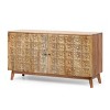 ORRD  Boho 2-Door Cabinet with Legs - Handcrafted Acacia Wood Storage Cabinet with Mango Wood Carvings, K/D Assembly - 4 of 4